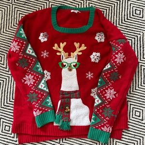 Ugly Christmas Sweater - Llama or Alpaca with glasses